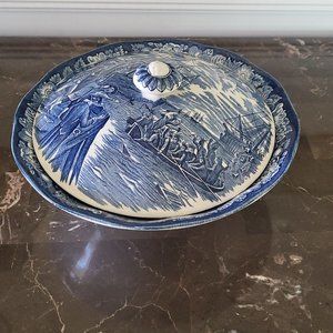 Staffordshire Liberty Blue Covered Vegetable Bowl